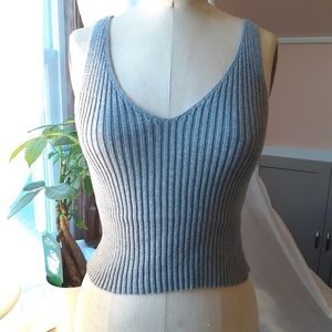Knit V-Neck Light Grey Tank Top